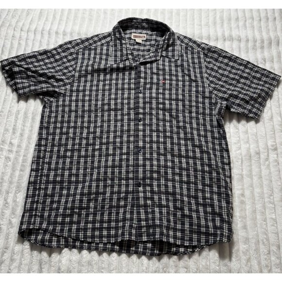 Quiksilver Shirt Mens XL Dark Navy Plaid Short Sleeve Button Up Casual - Picture 1 of 14
